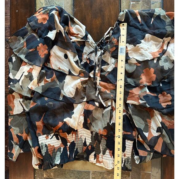 Ashley Stewart Blouse Plus Size 18/20 Tie Back Ruffles Multicolor - Picture 4 of 6